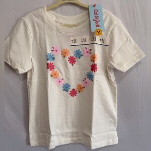 Cat & Jack Kids' Cream Floral Heart Tee